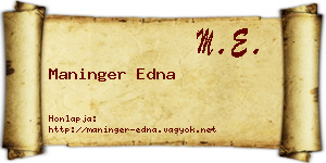 Maninger Edna névjegykártya